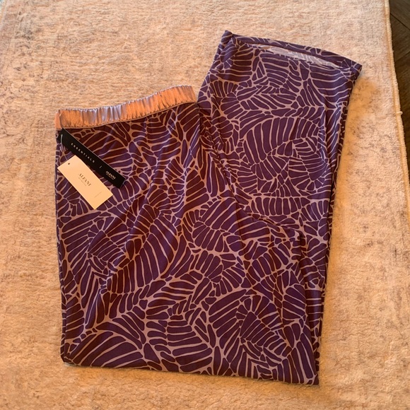 Alfani Women's Purple Leaf Print Pajama Pants Size XL NWT - Picture 4 of 6